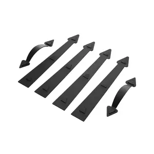 【Father's Day gift】VEVOR Magnetic Garage Door Hardware Kit, Decorative Garage Door Hinges Handles, Black Carriage House Accents, No Installation Needed, 4 Hinges and 2 Handles for Barn Gate Curb AppealSummervibes