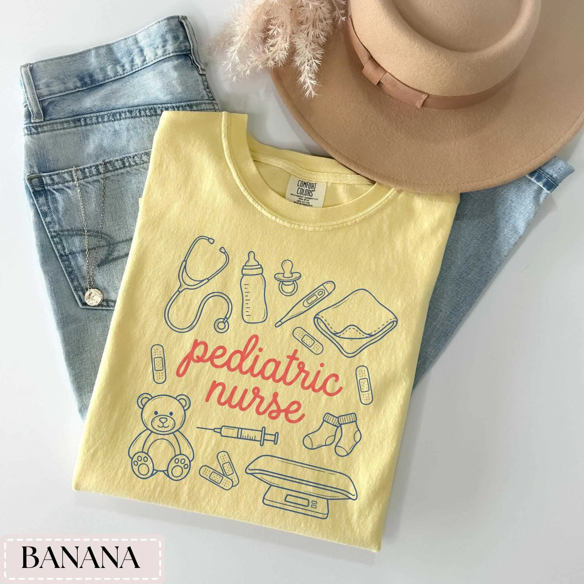 Pediatric Nurse Shirt Cute PEDs Graphic Tee for Baby Nurse TShirt Hospital Wear for PED Crew