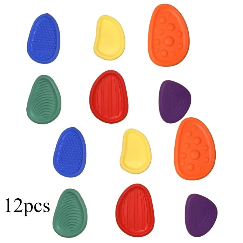 12 Pack Sensory Stones, Silicone Textured Fidget Stones, Soft Portable Worry Stone for Autism Adhd, Finger Fidgets, Stress Relief Toys for Adults, Sensory Grippie Set, Sensory Bundle (random Color), Stress Relief Gadgets