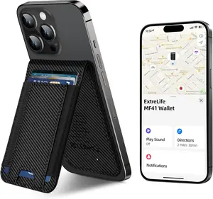 Magsafe Wallet, Works with Apple Find My, Magnetic Wallet for iPhone 16/15/14/13/12, for iPhone Walle t with Adjustable Stand, WalletTracker, 6 Cards Holder, Vegan Leather, Black Carbon Fiber Smartphone Cellphone shopblackfriday Christmas 【Christmas】