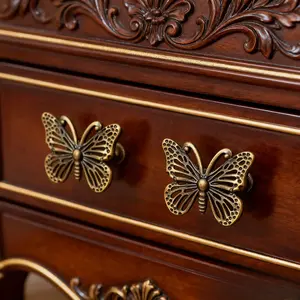 6Pcs Retro Antique Hollow-Out Carving Wooden Butterfly Handle Pack, Decorative Handles for DIY Craft Making, Jewelry Box, Drawer, Cabinet, Wardrobe, Easter Gift (Sports & Outdoor Accessories Compatibility Note)