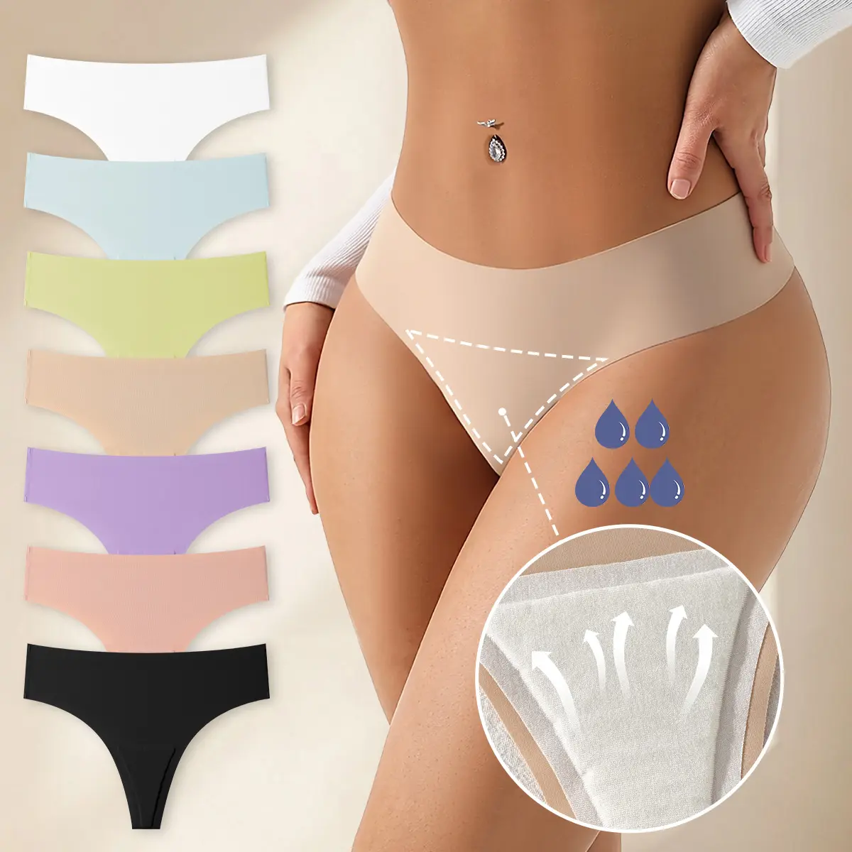 Hotcom Women's Seamless Camel Toe Cover Thongs, Soft Minimalist G-String Panty, Sexy Smooth Fit for Everyday Wear, Panties, Halloween, Underwear For Women, Thanksgiving, Chic, Elegant, Plain