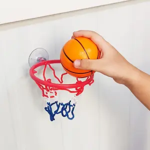 Small Indoor Mini Basketball Hoop Set, Solid Rubber Bounce Ball with Suction Cup, Wall-Mounted Basketball Rack, Fun Sports Game for Boys Girls