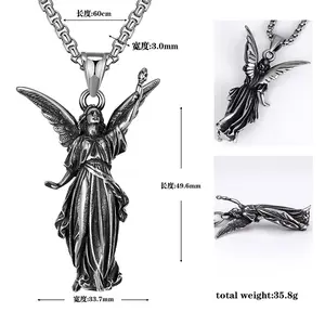 Retro Hip Hop Angel Statue Biker Necklace