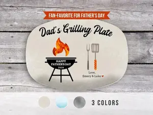 Personalized Grilling Plate, Fathers Day Gift from Kids, Grill Gifts, BBQ Custom Platter, Daddy's Grilling Plate