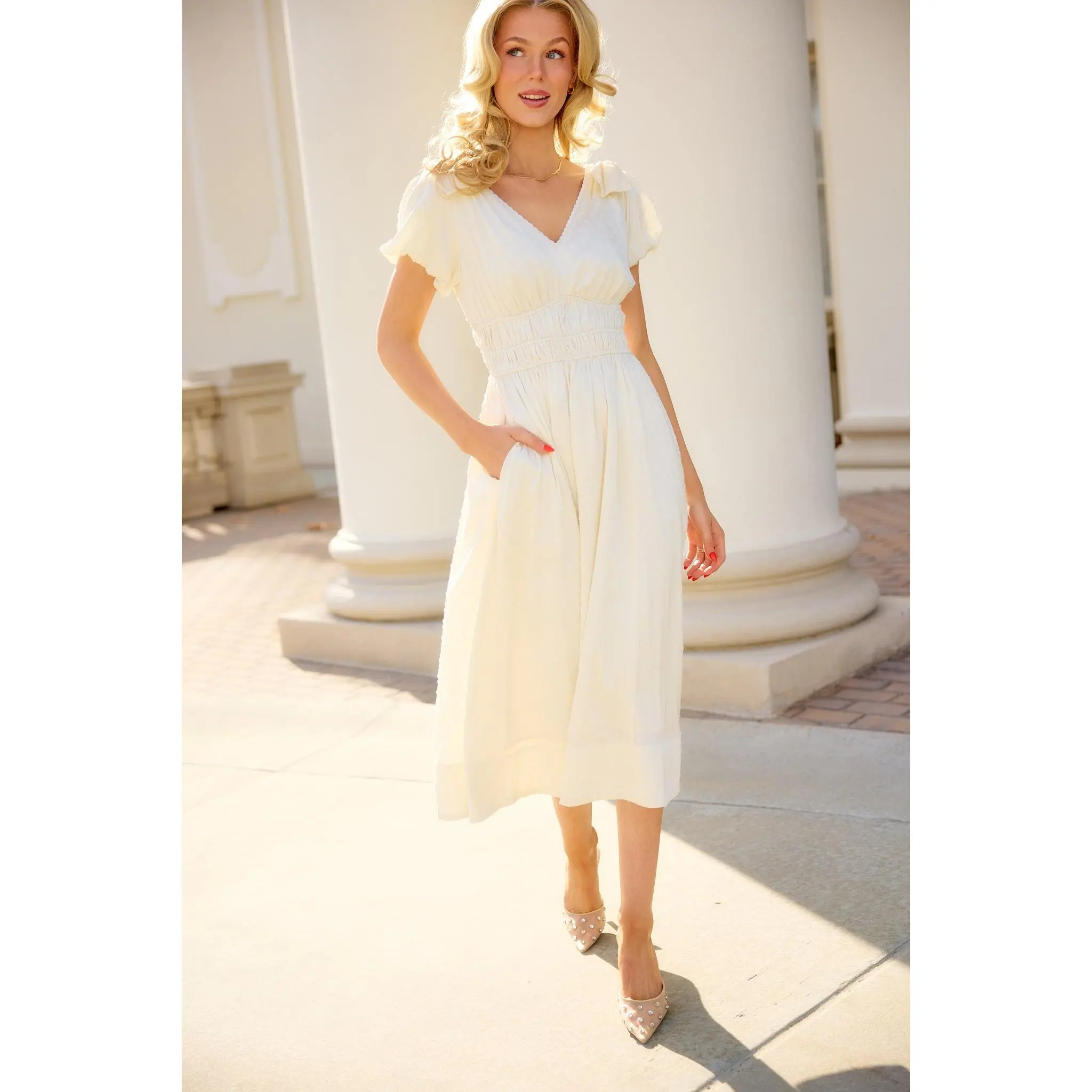 Zella Bow Dress in Ivory