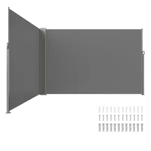 VEVOR Retractable Side Awning,  79''x 236'' Outdoor Privacy Screen, 180g Polyester Water-proof Retractable Patio Screen, UV 30+ Room Divider Wind Screen for Patio, Backyard, Balcony, Gray