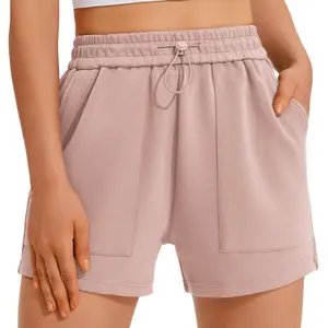 Pinspark Sweat Shorts for Women Casual Summer Athletic Shorts with Pockets, Adjustable Drawstring Fit, Black Color, Comfy Lounge Style