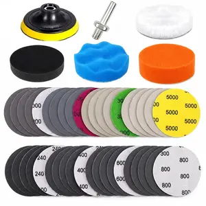46-Piece Car Headlight Repair Kit, 3.0 Inch Polishing Abrasive Pad Set, Grit 240-5000, Includes Handle Back Pad, Sponge Pad, for Metal Glass Resin