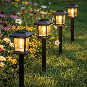 Hoodink 12 Piece Upgraded LED Solar Pathway Light, Waterproof Outdoor Garden Lighting for Driveway, Walkway, Patio and Lawn - Warm White/3000K, IP44, Brown Hard Plastic Finish, Outdoor Lighting | Decorative Pathway Lights |Energy Saving