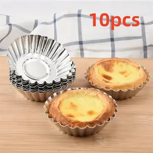 Non-Stick Aluminum Tart Molds Bakeware Set of 10 with Raised Edges, Perfect for Mini Tarts Cakes Biscuits, Holiday Parties Bakery Essentials