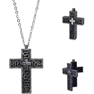 3D Cross Pendant Necklace- Hidden Storage Design with Secret Compartment, Durable Stainless Steel Jewelry for Men | Unique Gamer Gift ldea