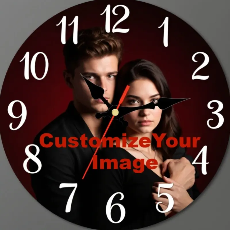 2D Flat Nursery Clock Custom Photo Wall Clock Personalized Design Modern Style Wall Clock for Living Room Bedroom Perfect for Birthday Valentine'S Day Thanksgiving Gifts (AA Batteries Not Included) Assembly Required