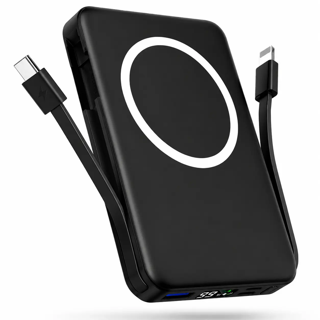10000mAh Magnetic Power Bank - Portable Mobile Charger with Foldable Stand, LED Digital Display, for iPhone, Android Devices, Fast Charging, EDC Gear Everyday Carry, On the Road Compact Travel Gift