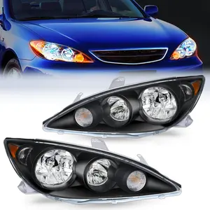 Nilight Headlight Assembly Compatible with 2005 2006 Toyota Camry LE XLE SE Headlamps Replacement Black Housing Amber Reflector Upgraded Clear Lens Driver and Passenger Side, Ip65 Rated, Pair Set