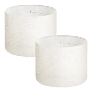 Drum Lamp Shade 2 Set 13 x 13 x 10 inches Medium Round Lampshade (Light Linen)