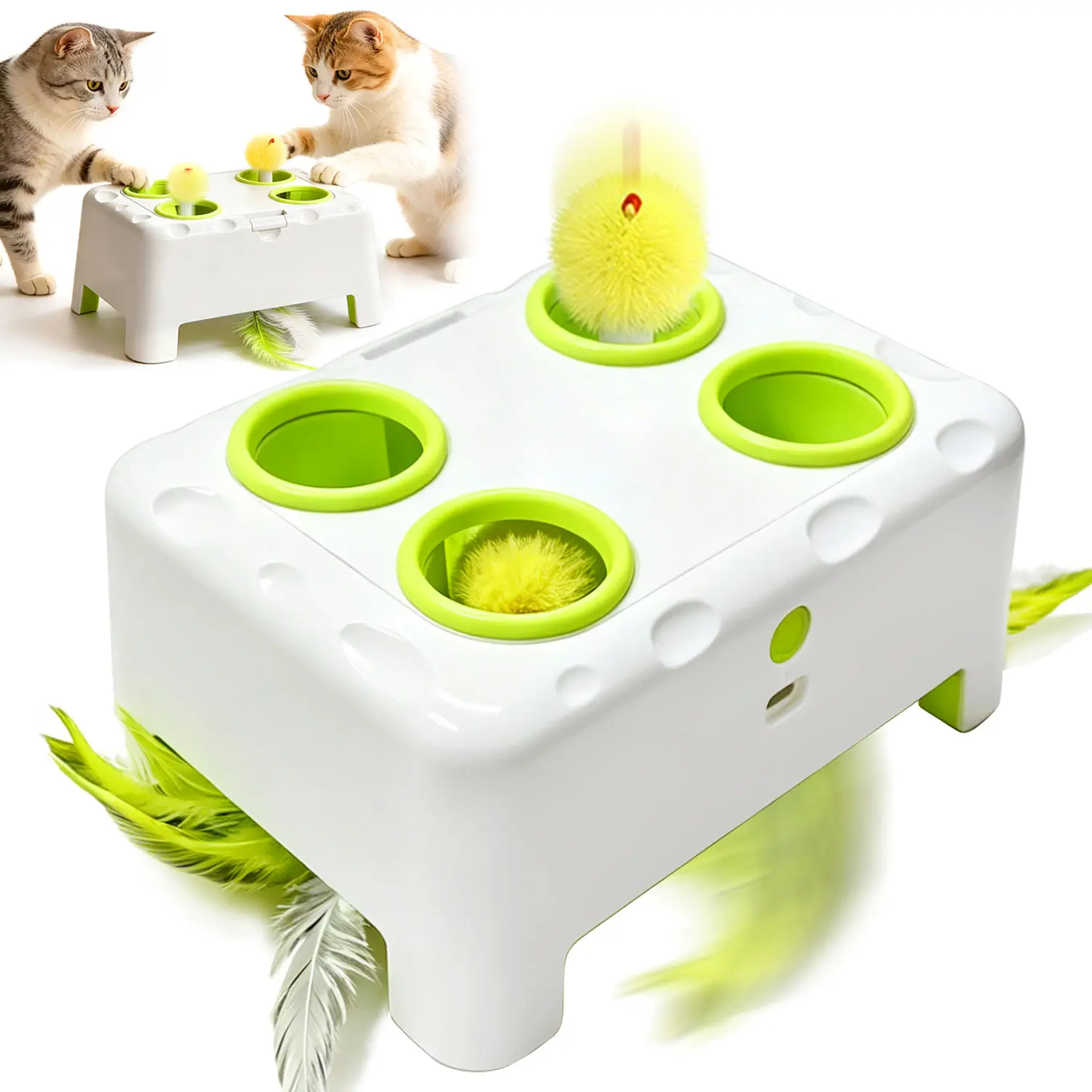 HAPPYCODE Magic House Interactive Cat Toy, Automatic 3-in-1 Electric Cat Toy for Indoor Cats, Smart Whack-a-Mole & Rotating Feather Wand Toy, Boredom Relief Cat Entertainment Toy,International Cat Day #backtoschool
