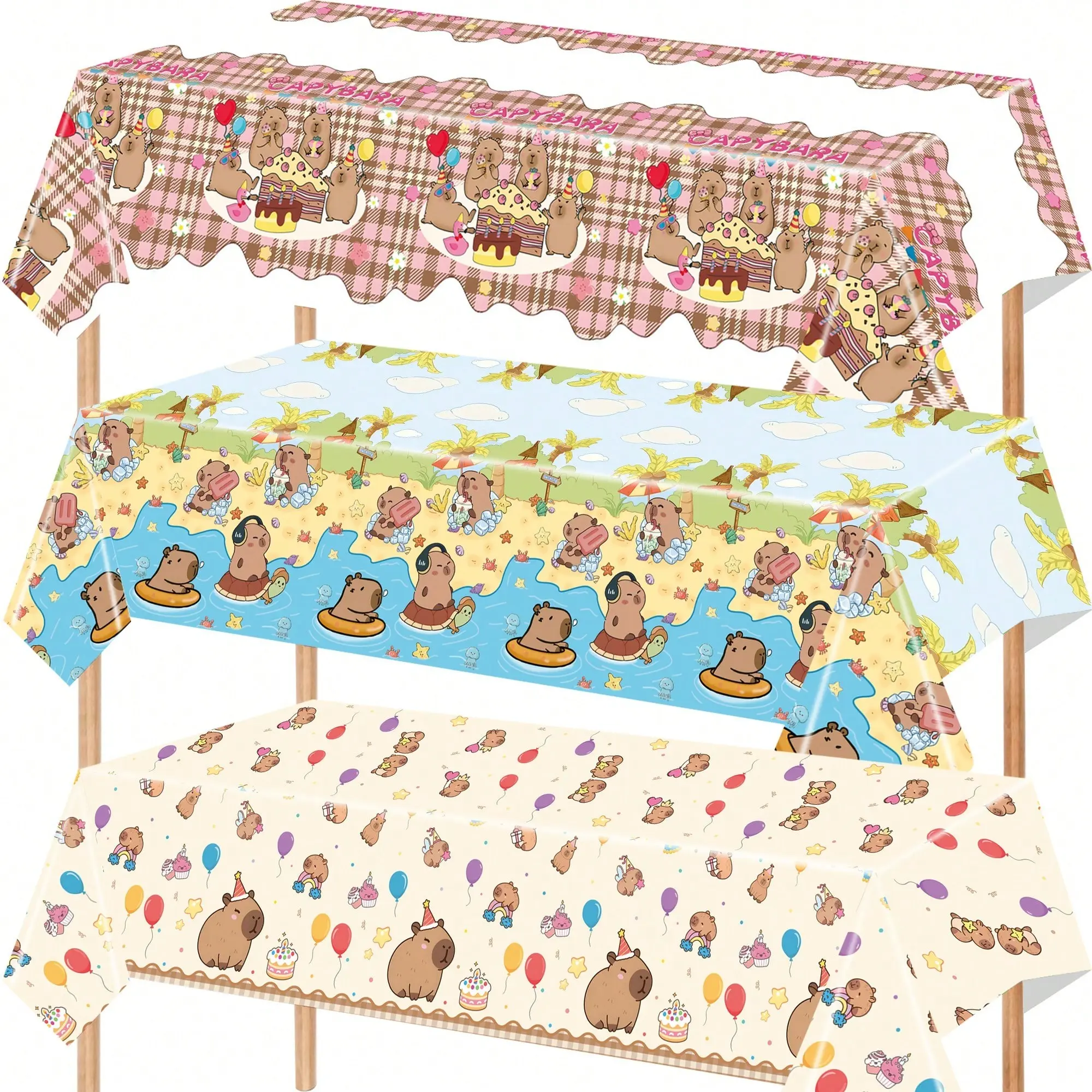 1Pc Capybara Party Tablecloth Supplies, Capybara Rectangular Plastic Tablecloth, Rectangular Table Capybara Birthday Party Supplies, Long Rectangle Design, Durable & Stylish Home Decor Accessory, Perfect for Everyday Use, Decoration