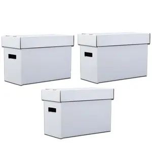 CROSSDESIGN 3PCS Comic Book Storage Boxes Holds 150-175 Stackable Archival Cardboard