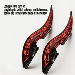 32-Mode LED Dragon Horn Roof Fins - Touch Dimmable Demon Antenna, Waterproof Universal Fit Car Mods (Pair)