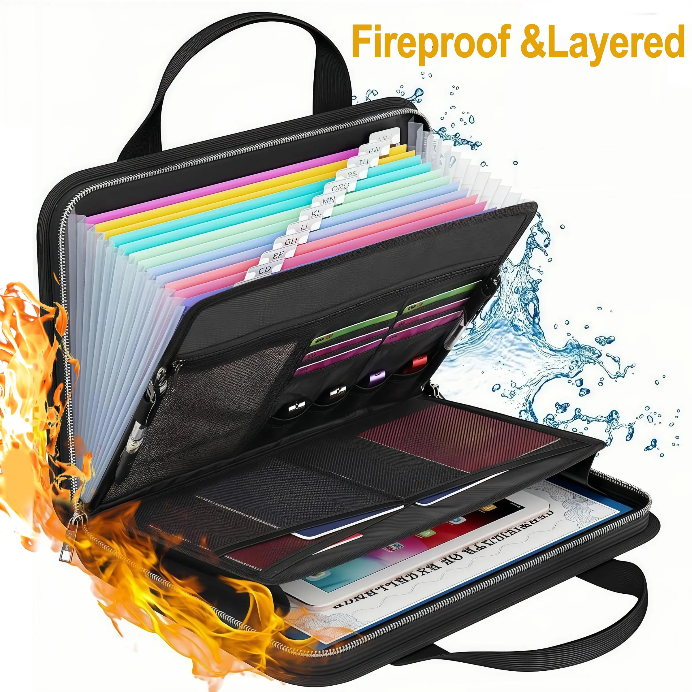 Fireproof Document Bag, Multi-Functional Fire-Resistant File Organizer, Expanding File Folder, Safe Storage for Important Documents & Certificates