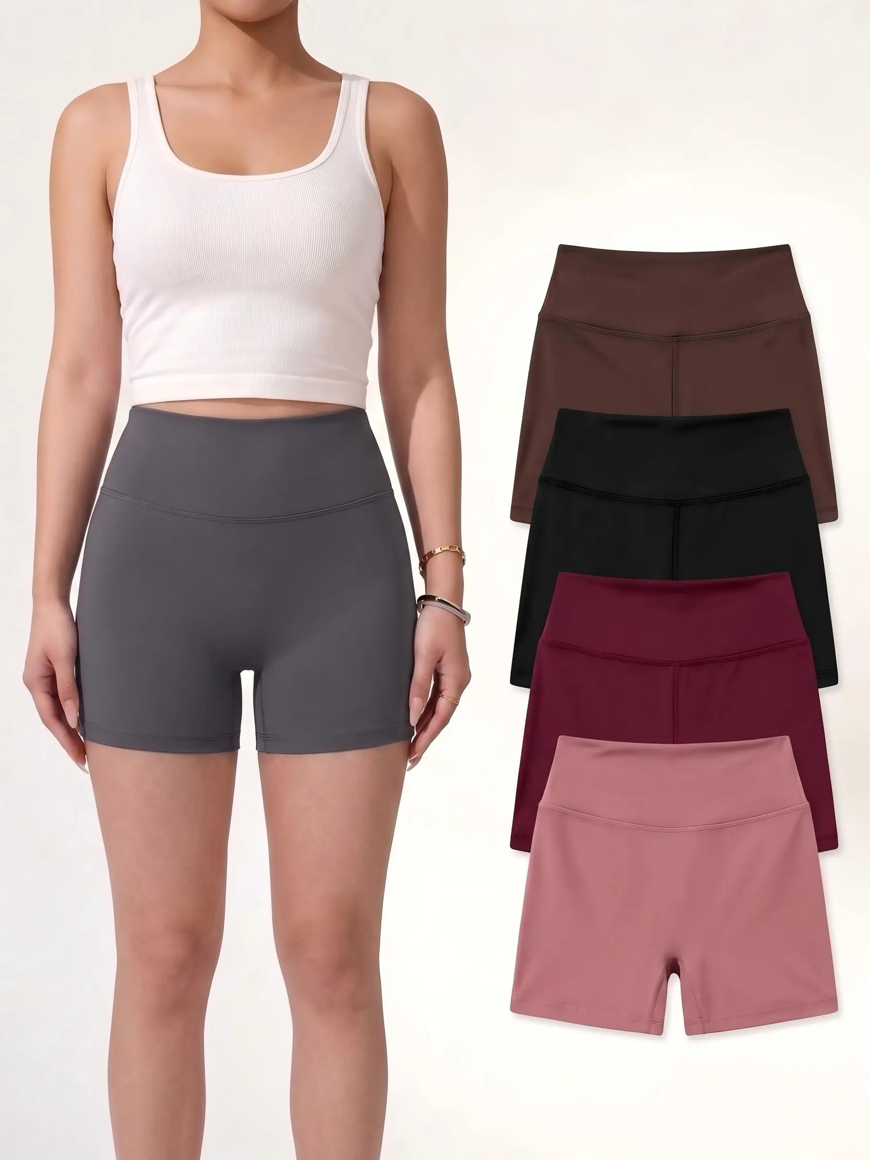 Butt Lift Cargo Yoga Shorts For Women, High Rise Stretch Biker Shorts With Pockets, Soft Workout Shorts Casual Daily Wear sohochic