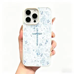Premium Magnetic TPU Phone Case for iPhone 11/12/13/14/15/16/17 Pro Max, Floral Cross Design, MagSafe Ready, Anti-Fall Protection, Ultra-Thin Mobile Phone Accessory for Everyday Use