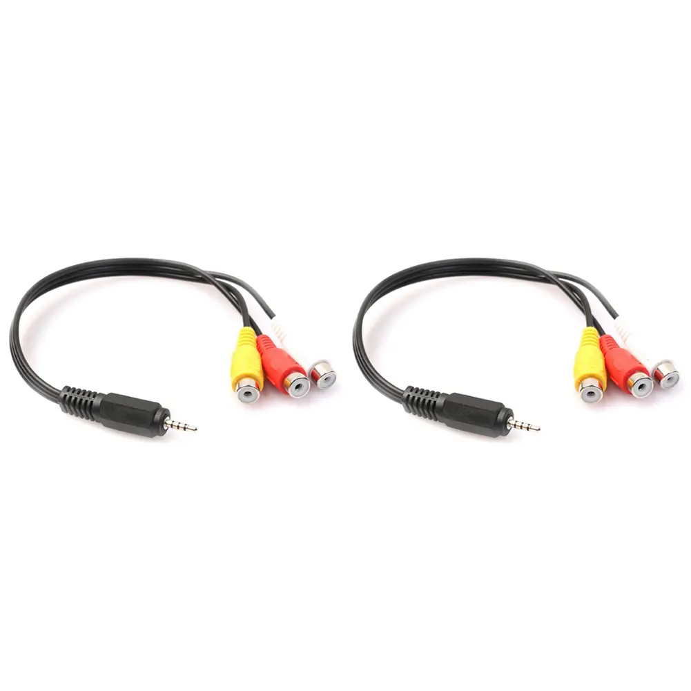 2-Piece Set 2.5mm Mini AV Male-to-3RCA Female Pure Copper Core Stereo Adapter Cable, 27cm Audio Video M/F Cord for Connections (Tools & Hardware Accessories)