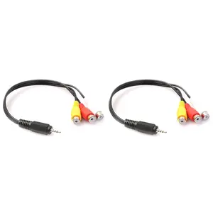 2pcs 2.5mm Mini AV Male to 3RCA Female M/F Audio Video Cable Stereo Jack Adapter Cord, Copper Core Accessories for Audio Video Connections