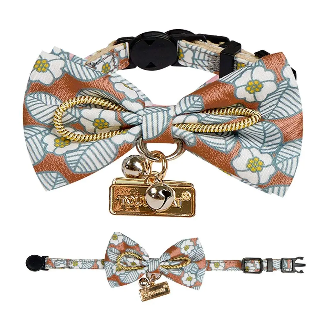 Touchcat Floral Patterned Cat Collar with Bow