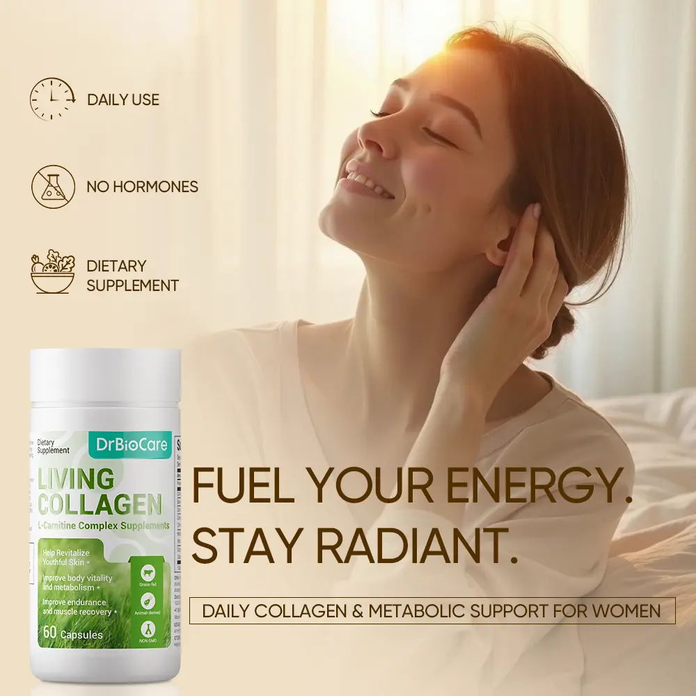 DrBioCare Living Collagen L-Carnitine Complex – Women’s Daily Energy & Beauty Support, Skin Firmness, Feminine Contour Balance, New Formula