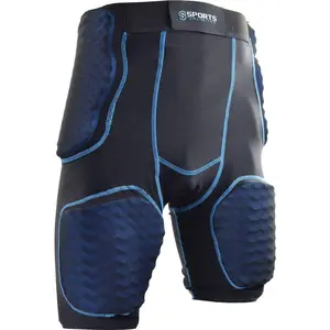 5 Pad Integrated Mens Football Girdle 2.0 - Adult Football Girdle for Men with Pads - Padded Compression Shorts for Basketball, Lacrosse, Other Sports