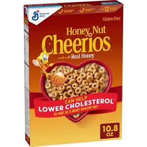 Honey Nut Cheerios Cereal, Limited Edition Happy Heart Shapes, Heart Healthy Cereal With Whole Grain Oats, 10.8 oz Breakfast Muesli Oatmeal Food