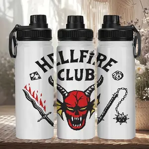 1pc 20oz Stainless Steel Insulated Mug, Hellfire Club/Devil Totem Theme Portable Sports Mug with Handle and Leak-proof Lid. Suitable for outdoor camping and indoor fitness. A personalized birthday/holiday gift for family and friends