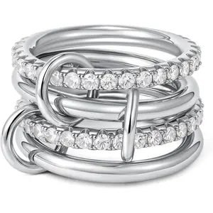 Stackable Rings for Women Non Tarnish Dainty Cubic Zirconia Rings Silver Rose Gold Rings Set Multi Ring Mixed Metals Stackable Ring Set for Women Bands Jewelry Gifts