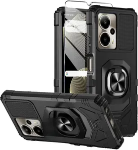 Cricket Outlast 5G 2024 Phone Case AT&T Motivate Pro 5G with Tempered Glass Screen Protector Military Grade Shockproof Protective Cover Black