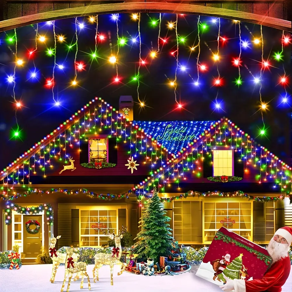 LED Christmas String Lights Outdoor, 21.32ft, 100 LED Icicle Design, USB Powered, Button & Remote Control, Fantasy Theme, Classic Style, with 8 Modes Timer Twinkle Function, for Christmas, Halloween, New Year, Valentine'S Day, Wedding, Party, Yard Decor t