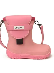 Unique Street Style Rain Boot Design, Colorblock Pattern, Adjustable Shoulder Strap, Suitable for Sweet Girls & Cool Guys, High-End Look