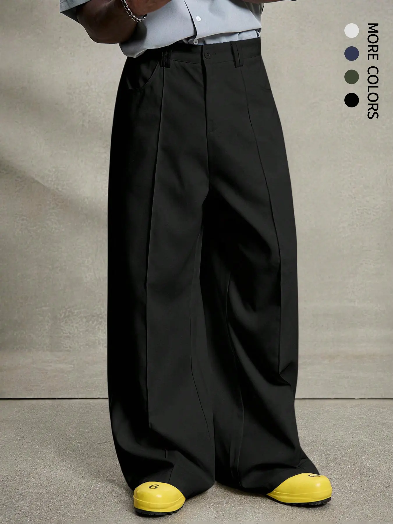 Casual Wide-Leg Plaid Pants Bottoms, Basic Versatile Loose-Fit Button Trousers, Lightweight and Comfortable All-Seasons Fashion Wear