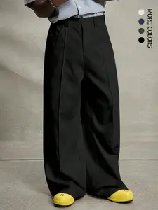 Casual Wide-Leg Plaid Pants, Versatile Loose-Fit Button Trousers, Lightweight and Comfortable All-Seasons Fashion Wear