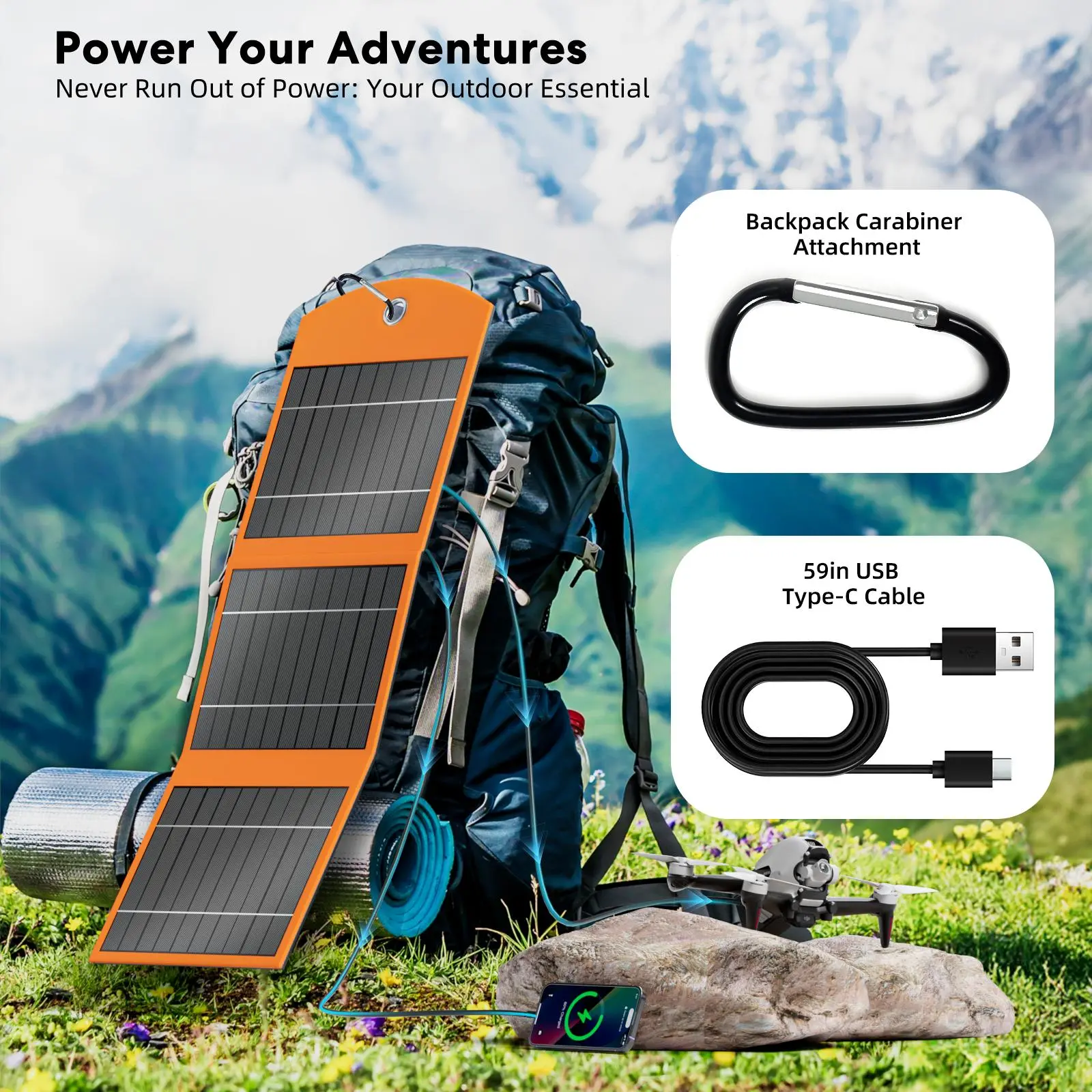 SOLUPUP 30W Portable Solar Panel Charger with 10000mAh Battery | Foldable Solar Power Bank for Camping, Hiking & Outdoor Trips | Outdoor Solar Panel USB-C Fast Charging for iPhone, Samsung & Tablets