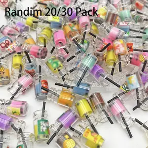 20pcs Fruit Pearl Milk Tea Resin Glass Figurines, Festival Decor Small Toys, Bedside Table Ornament, Home Decoration Miniature Models
