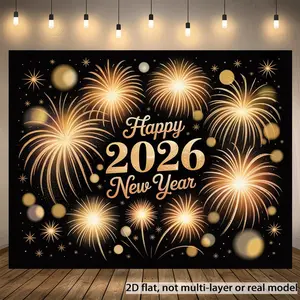 1 PC 2D Flat Polyester Birthday Backdrop - Enchanting Ornate Print, Festive Banner for Home Decor, Event Decoration Accent