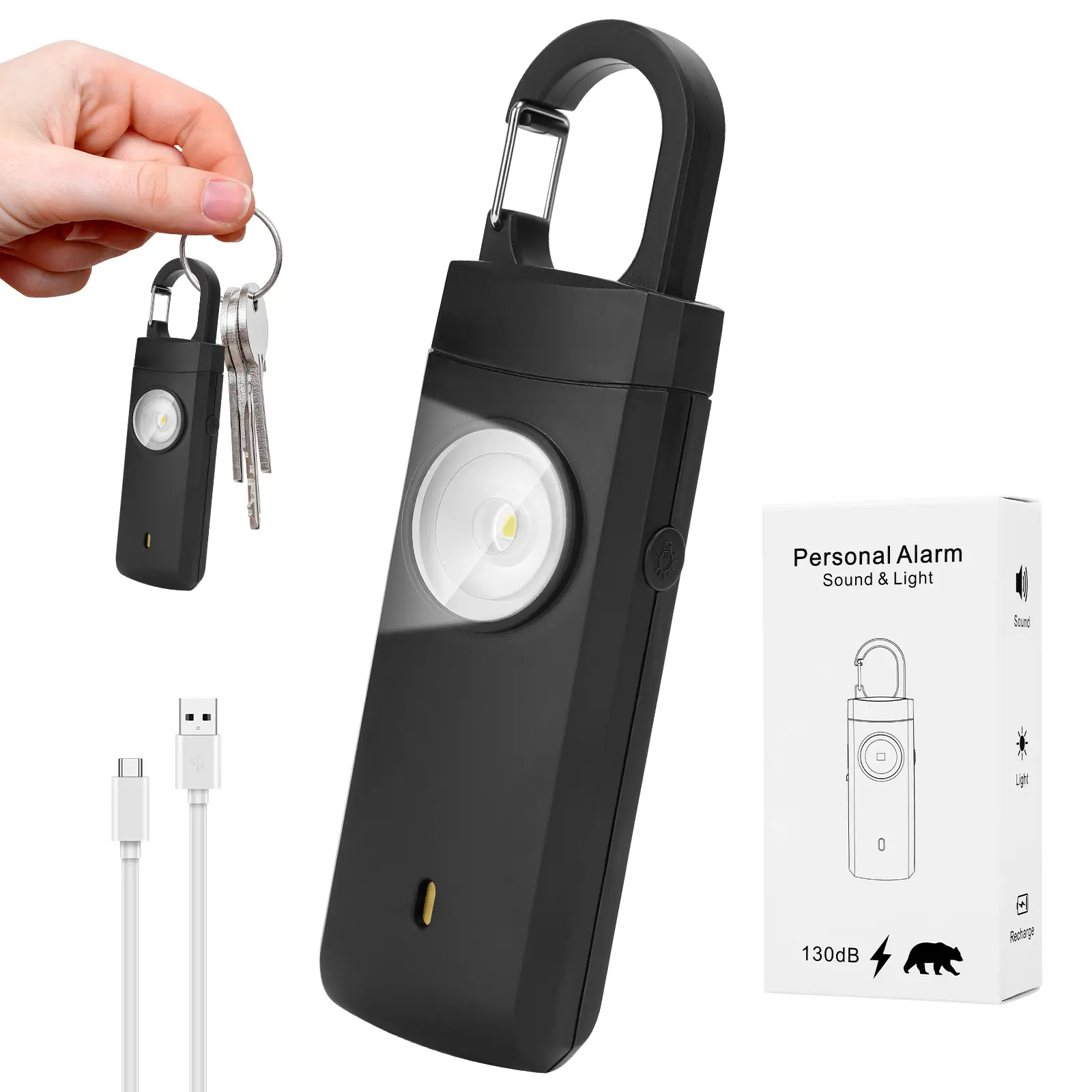 2-in-1 Personal Safety Alarm Keychain with LED Light - Professional Emergency Aid Security Tool for Women, Elderly