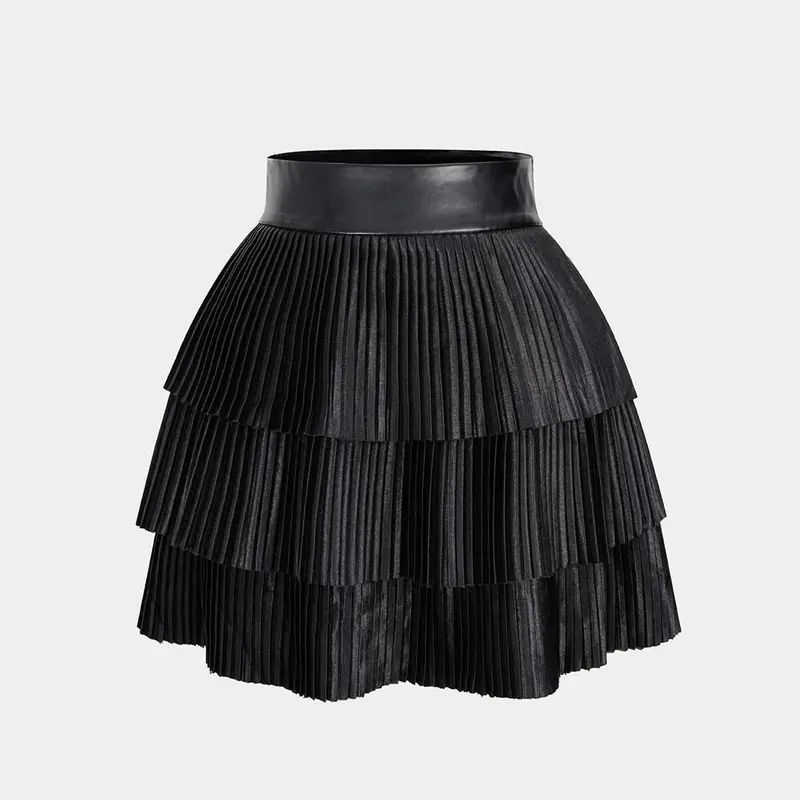 1 Spring Summer Tiered Pleated Mini Skirt Women Fitted Fit | High Waist  Waistband Ruffle Skirt |  Baddie Goth Style for Date Night Club Party Wear Short Skirt