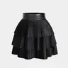 1 Spring Summer Tiered Pleated Mini Skirt Women Fitted Fit | High Waist  Waistband Ruffle Skirt |  Baddie Goth Style for Date Night Club Party Wear Short Skirt