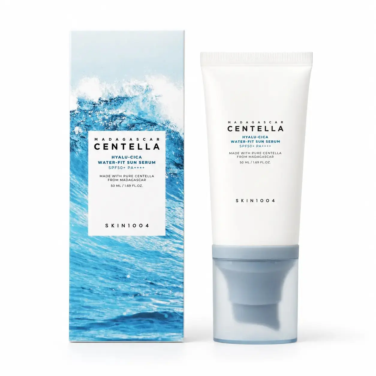 SKIN 1004 Centella Hyalu-Cica Water-Fit Sun Serum UV,Korean Sunscreen SPF 50, Centella Sunscreen, Travel Essentials, Sunscreen with Hyaluronic Acid, No White Cast,Korean Skin Care, 1.69 fl.oz / 50ml