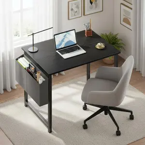 Compact Foldable Home Office Desk with Storage Bags, Hooks & Mounting Design, Perfect for Small Spaces & Home Workstations, Space-Saving Writing Table with Multiple Storage Compartments for Home & Office Use