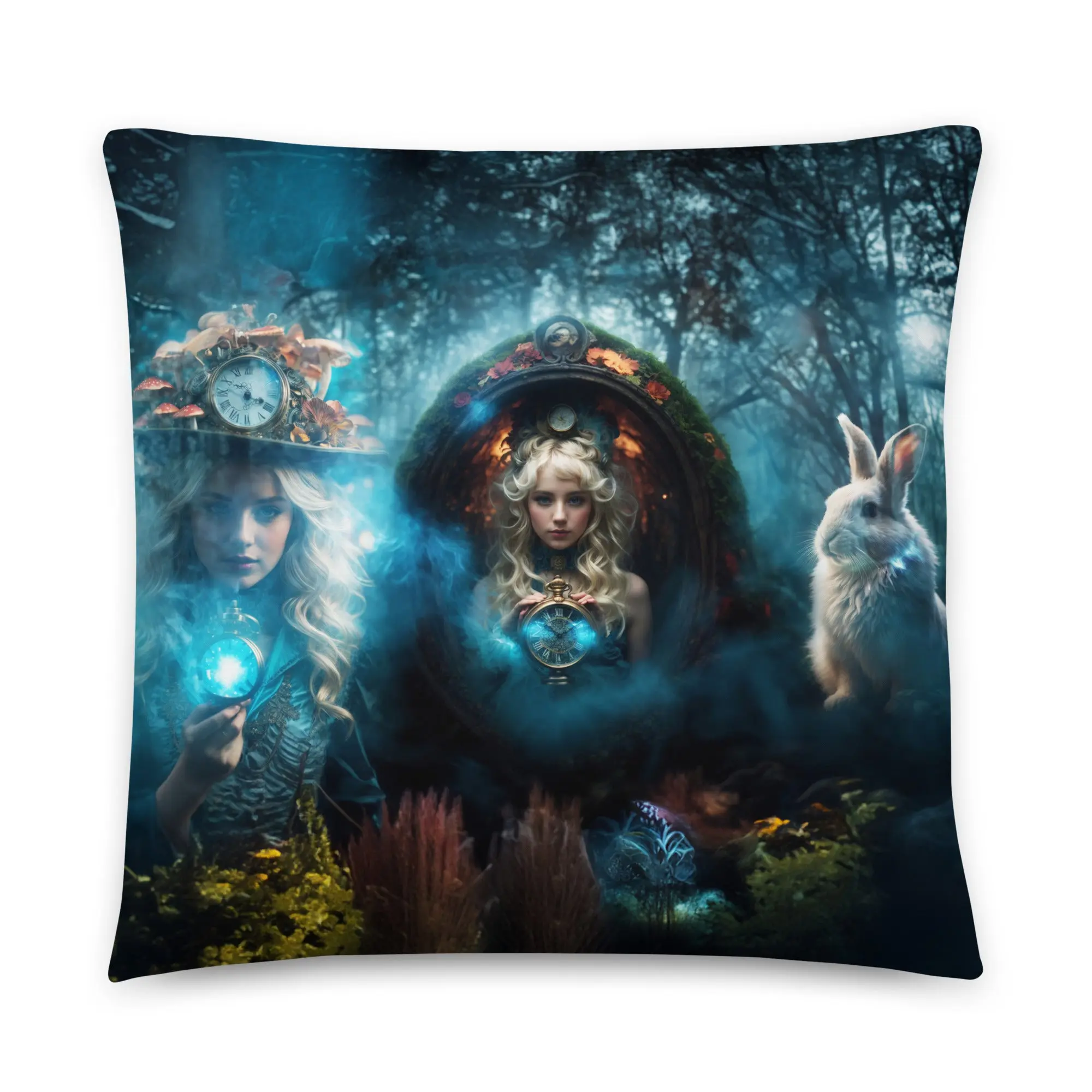 Eternal Passage & Spiritual Time: Alice's Enchanted Journey Reversible Pillow