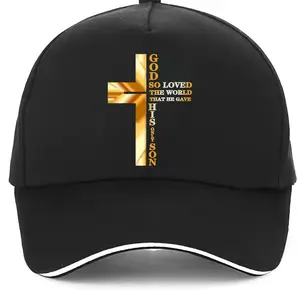 Christian Cross God So Loved The World Unisex Sandwich Baseball Cap for Everyday Outdoor Activities & Travel. Adjustable Hat